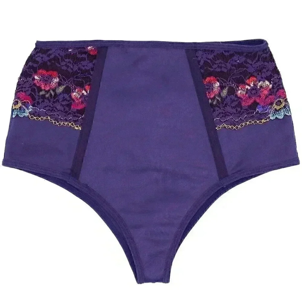 Floral Lace High Waisted Brazilian Thong Underwear Size Small Shape Wear Panties